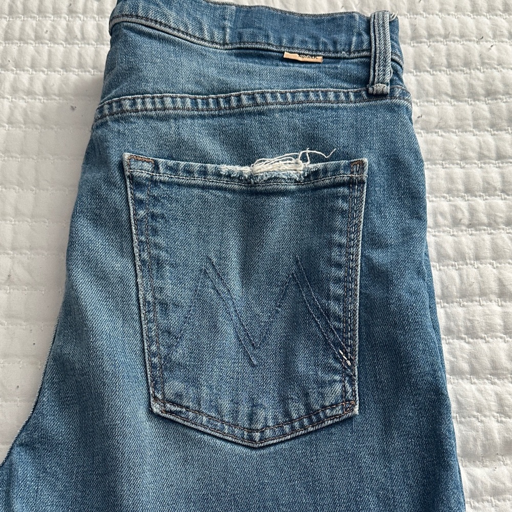 MOTHER Light Blue Cropped Denim Pants